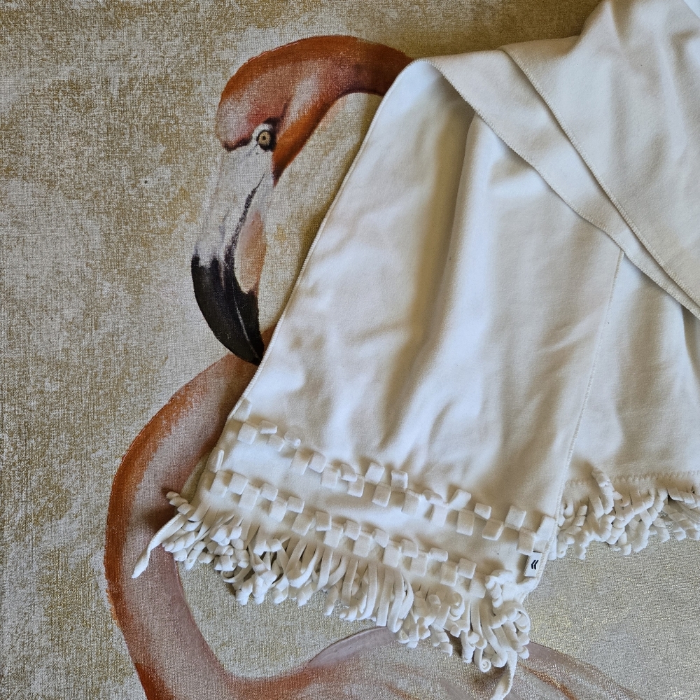 3/$25 Cream Off White Scarf Fringe Curly Fleece Cute
